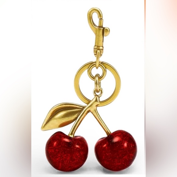 Accessories - Jumbo Glitter Cherry Keychain Charm (Matte Gold)